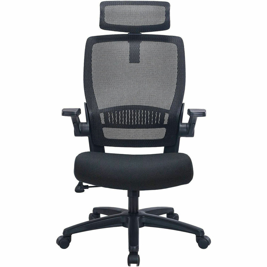 Lorell Lanser Mesh - Back Executive Chair with Flip - Up Arms and Headrest (LLR - LLR63210) - SchoolOutlet