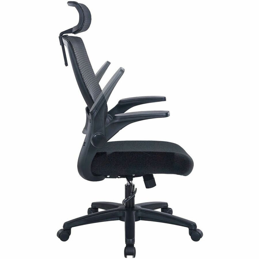 Lorell Lanser Mesh - Back Executive Chair with Flip - Up Arms and Headrest (LLR - LLR63210) - SchoolOutlet