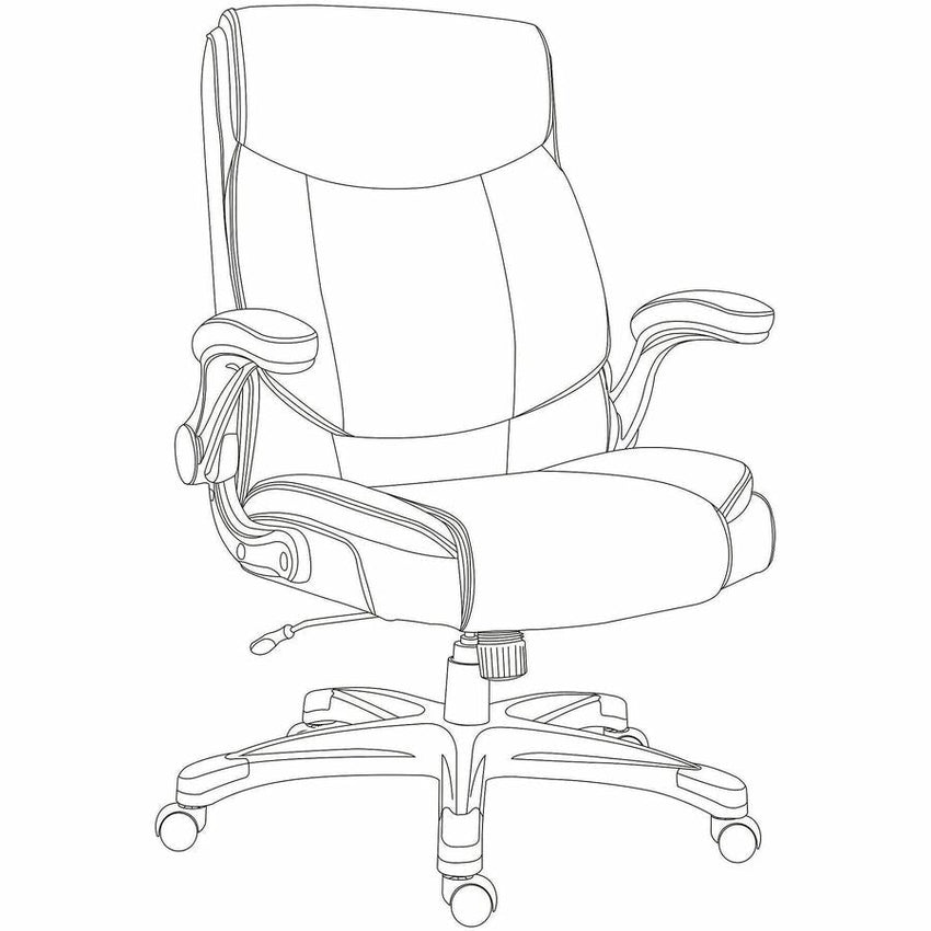Lorell Sera High - Back Manager Chair with Flip - Up Arms and Polyurethane Upholstery (LLR - LLR63271) - SchoolOutlet