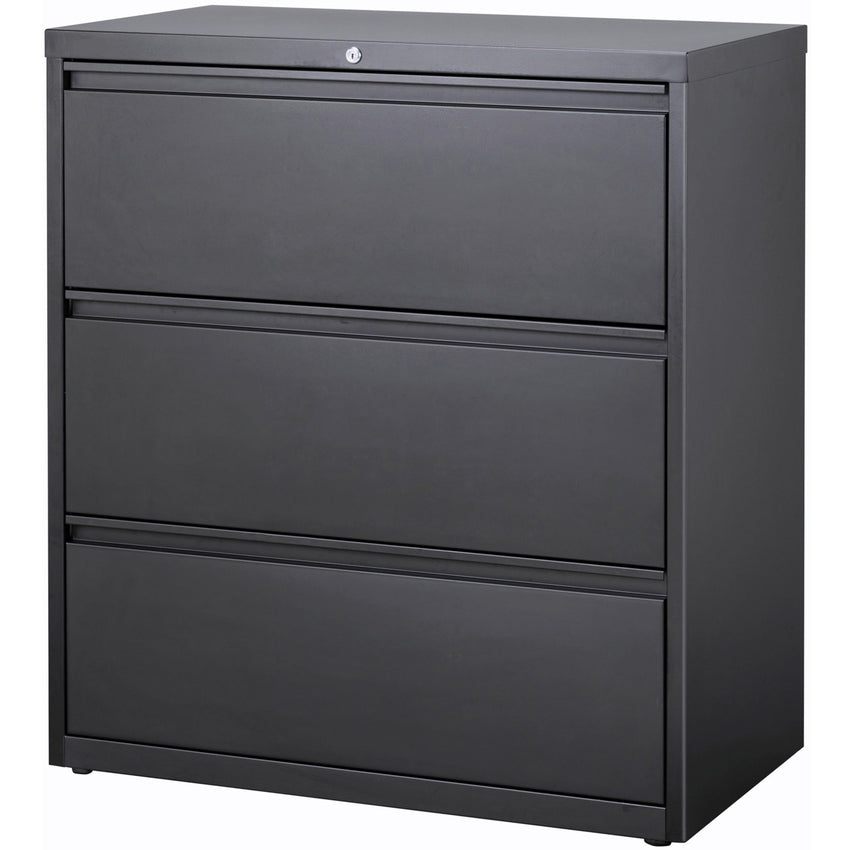 Lorell Fortress Series 3 - Drawer Lateral File with Magnetic Label Holders Charcoal Steel 36"W x 18.8"D x 40.1"H (LLR - LLR66207) - SchoolOutlet