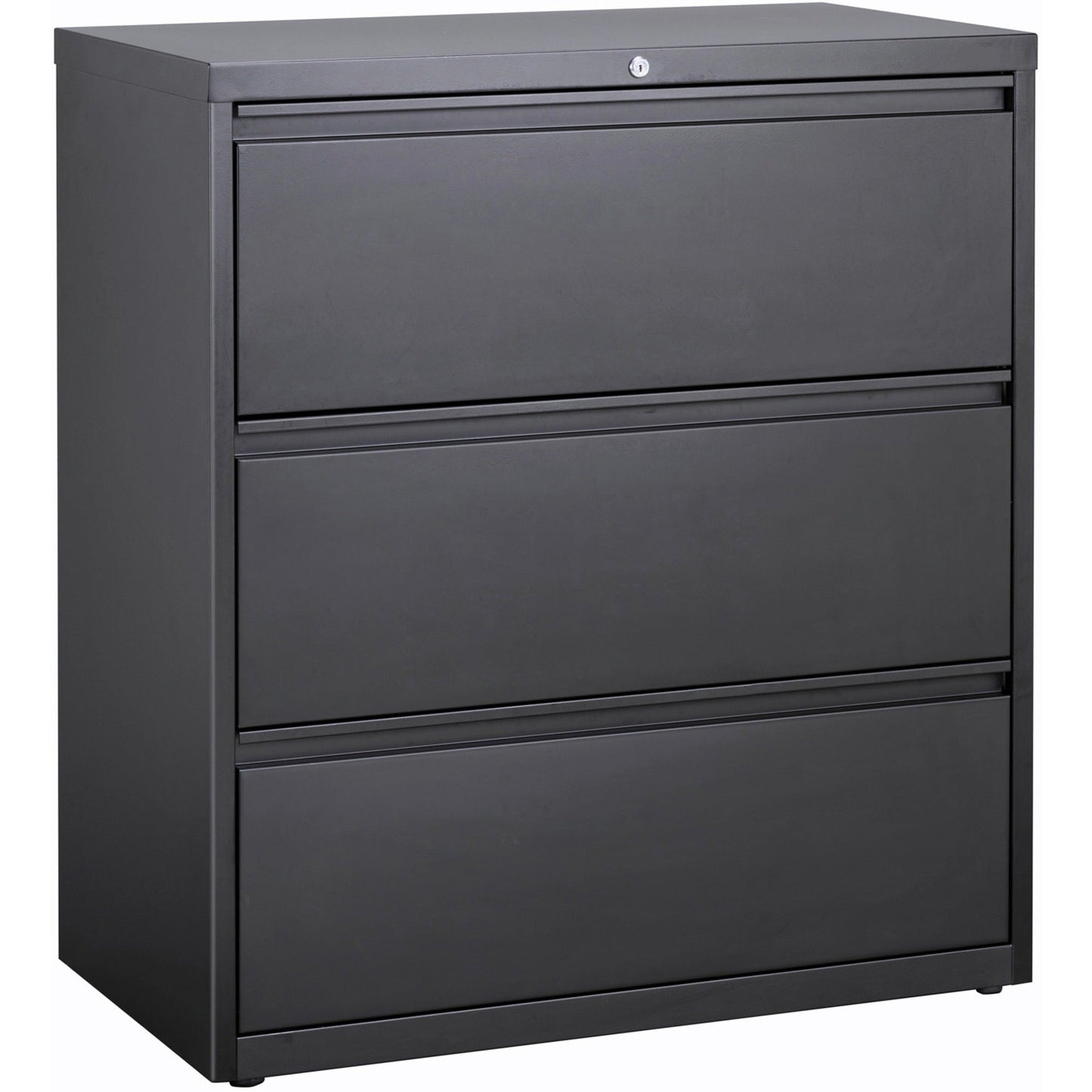 Lorell Fortress Series 3 - Drawer Lateral File with Magnetic Label Holders Charcoal Steel 36"W x 18.8"D x 40.1"H (LLR - LLR66207) - SchoolOutlet