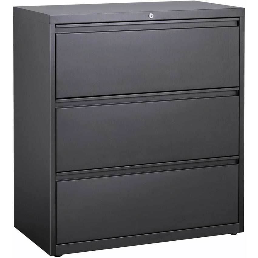 Lorell Fortress Series 3 - Drawer Lateral File with Magnetic Label Holders Charcoal Steel 36"W x 18.8"D x 40.1"H (LLR - LLR66207) - SchoolOutlet