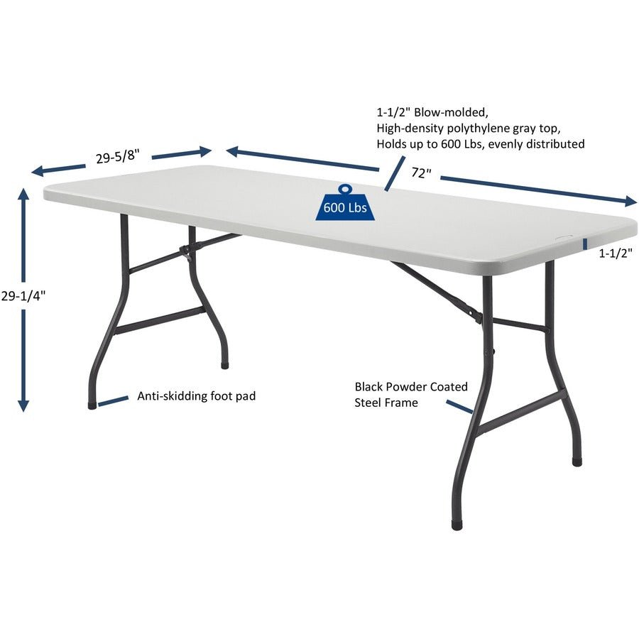 Lorell Ultra Lite Rectangular High Density Polyethylene Folding Banquet Table 72"W x 30"D X 29"H (LLR - LLR66655) - SchoolOutlet