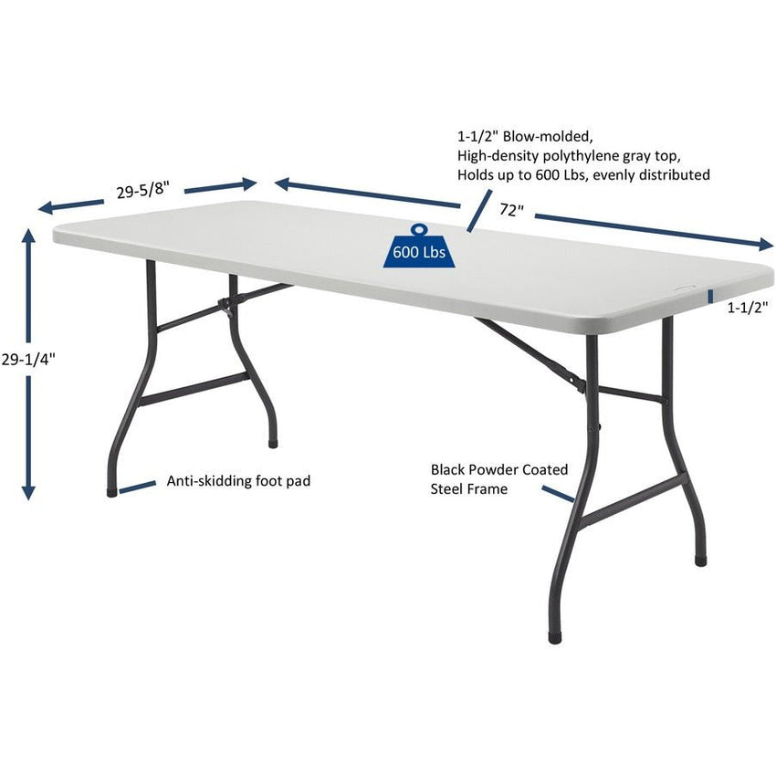 Lorell Ultra Lite Rectangular High Density Polyethylene Folding Banquet Table 72"W x 30"D X 29"H (LLR - LLR66655) - SchoolOutlet
