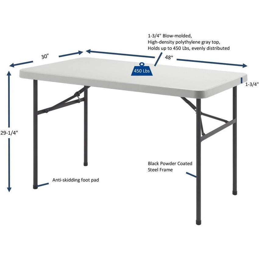 Lorell Ultra Lite Rectangular High Density Polyethylene Folding Banquet Table 48"W x 24"D x 29"H (LLR - LLR66657) - SchoolOutlet