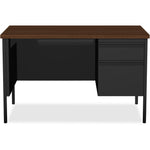 Lorell Fortress Series Right Single - Pedestal Desk with Walnut Laminate Top and Industrial Grade Reinforced Steel Construction 48