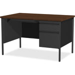 Lorell Fortress Series Right Single - Pedestal Desk with Walnut Laminate Top and Industrial Grade Reinforced Steel Construction 48