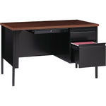 Lorell Fortress Series Right Single - Pedestal Desk with Walnut Laminate Top and Industrial Grade Reinforced Steel Construction 48