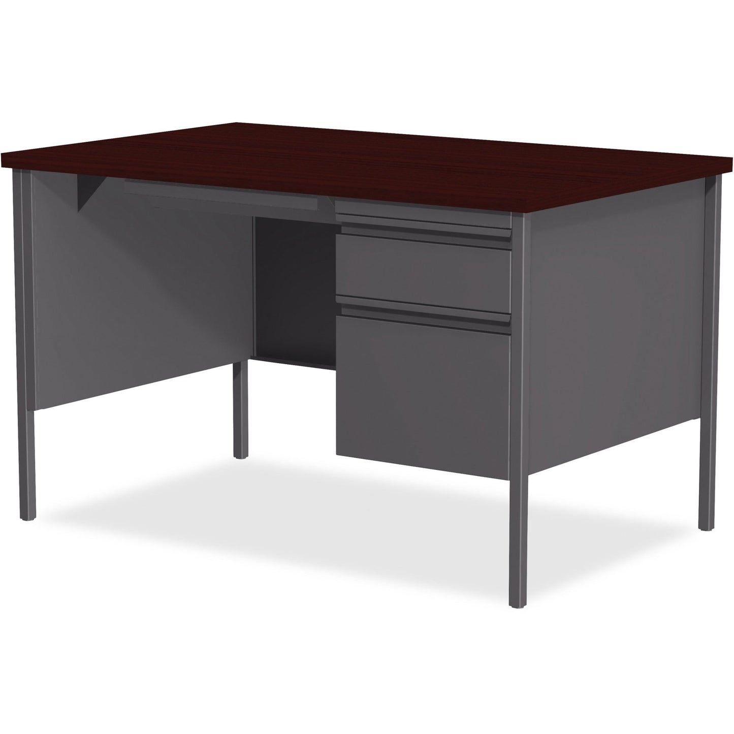 Lorell Fortress Series Right Single - Pedestal Desk and Industrial Grade Reinforced Steel Construction 48"W x 30"L x 29.50"H (LLR - LLR66903 - RIGHT) - SchoolOutlet