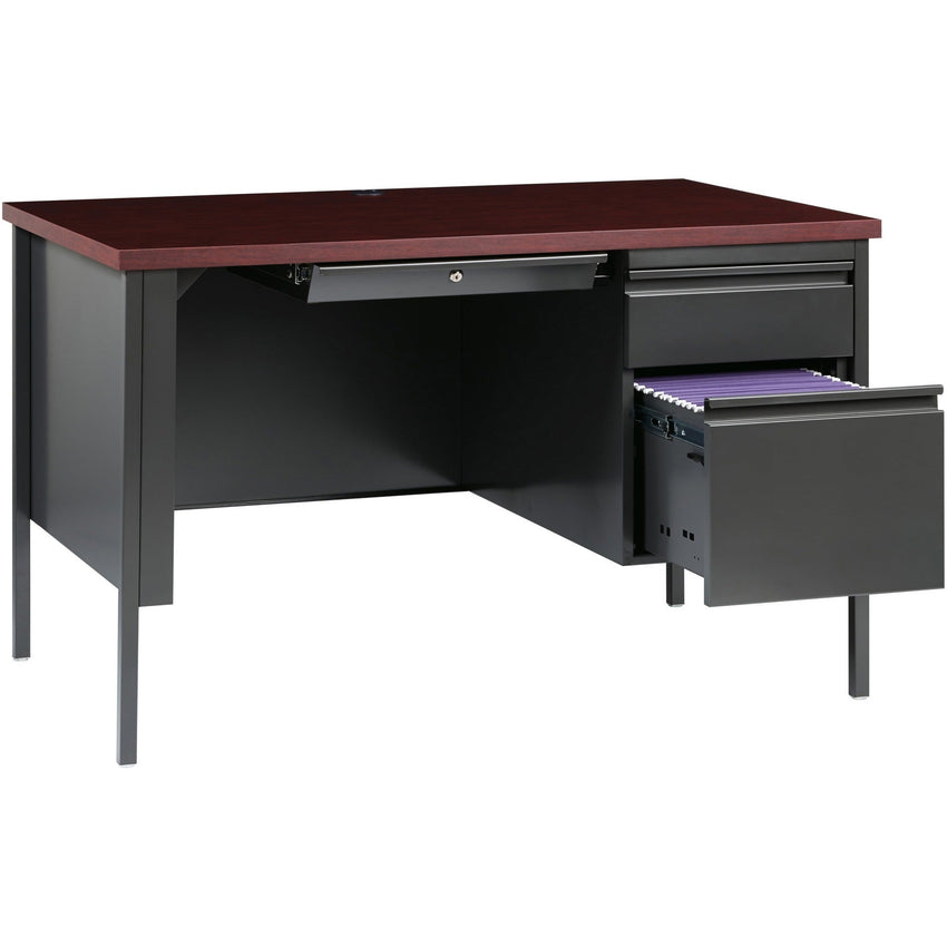 Lorell Fortress Series Right Single - Pedestal Desk and Industrial Grade Reinforced Steel Construction 48"W x 30"L x 29.50"H (LLR - LLR66903 - RIGHT) - SchoolOutlet