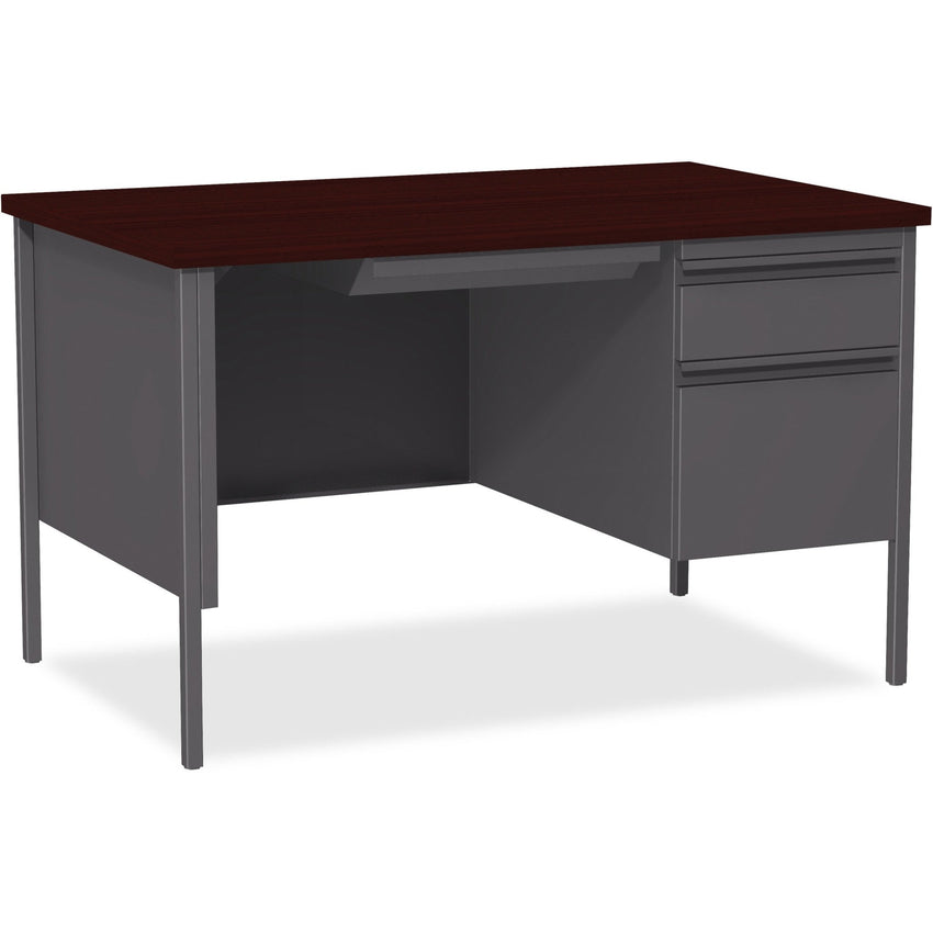 Lorell Fortress Series Right Single - Pedestal Desk and Industrial Grade Reinforced Steel Construction 48"W x 30"L x 29.50"H (LLR - LLR66903 - RIGHT) - SchoolOutlet
