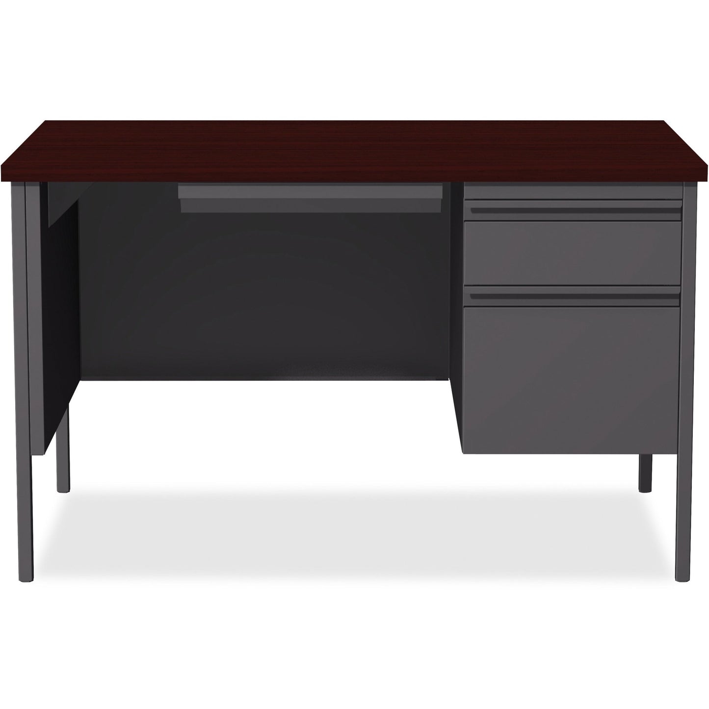 Lorell Fortress Series Right Single - Pedestal Desk and Industrial Grade Reinforced Steel Construction 48"W x 30"L x 29.50"H (LLR - LLR66903 - RIGHT) - SchoolOutlet