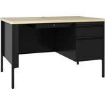 Lorell Fortress Series Right Single - Pedestal Desk with Walnut Laminate Top and Industrial Grade Reinforced Steel Construction 48