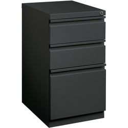 Lorell Fortress Series 3-Drawer Box/Box/File Mobile Pedestal Steel Ball-Bearing Charcoal 15"W x 19.9"D x 27.7"H (LLR-LLR66909)