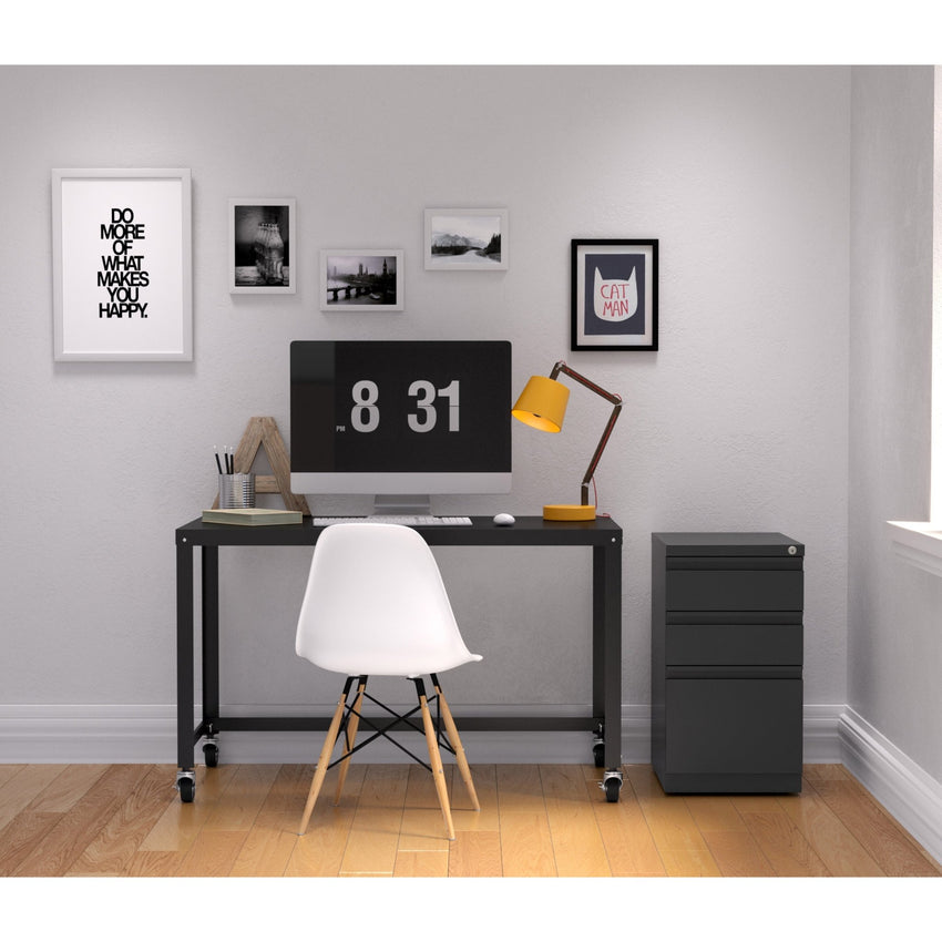 Lorell Fortress Series 3 - Drawer Box/Box/File Mobile Pedestal Steel Ball - Bearing Charcoal 15"W x 19.9"D x 27.7"H (LLR - LLR66909) - SchoolOutlet