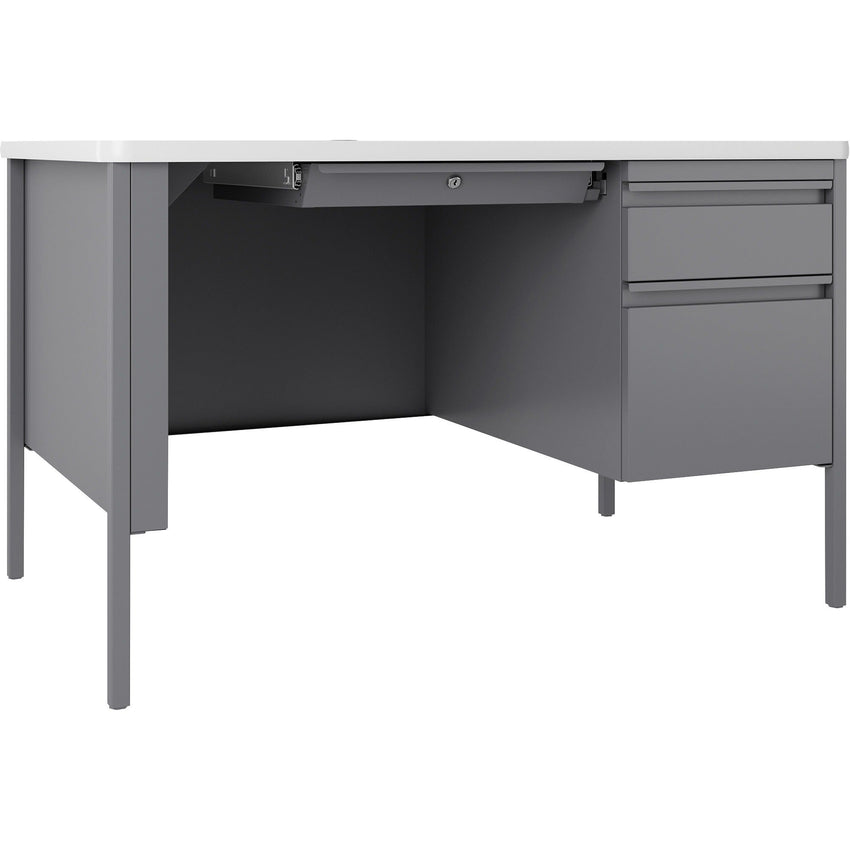 Lorell Fortress Series Steel Teachers Desk with Classic Laminate Top and Centralized Locking Right - Pedestal Storage 48"W x 30"D x 29.5"H (LLR - LLR669XX48) - SchoolOutlet