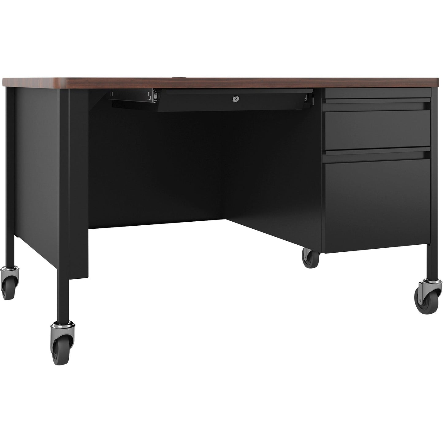 Lorell Fortress Series Steel Teachers Desk with Classic Laminate Top and Centralized Locking Right - Pedestal Storage 48"W x 30"D x 29.5"H (LLR - LLR669XX48) - SchoolOutlet