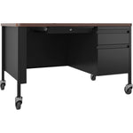 Lorell Fortress Series Steel Teachers Desk with Classic Laminate Top and Centralized Locking Right - Pedestal Storage 48