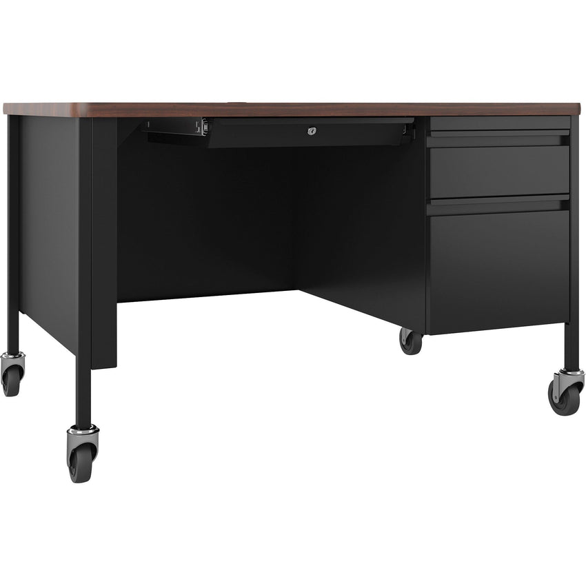 Lorell Fortress Series Steel Teachers Desk with Classic Laminate Top and Centralized Locking Right - Pedestal Storage 48"W x 30"D x 29.5"H (LLR - LLR669XX48) - SchoolOutlet