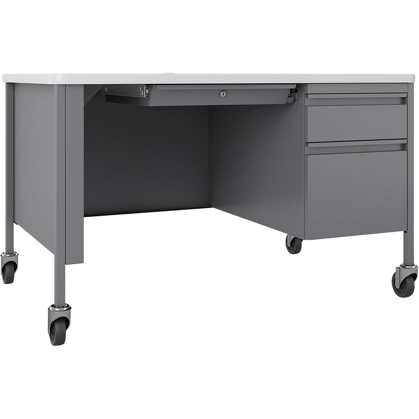 Lorell Fortress Series Steel Teachers Desk with Classic Laminate Top and Centralized Locking Right - Pedestal Storage 48"W x 30"D x 29.5"H (LLR - LLR669XX48) - SchoolOutlet