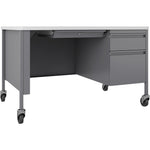 Lorell Fortress Series Steel Teachers Desk with Classic Laminate Top and Centralized Locking Right - Pedestal Storage 48
