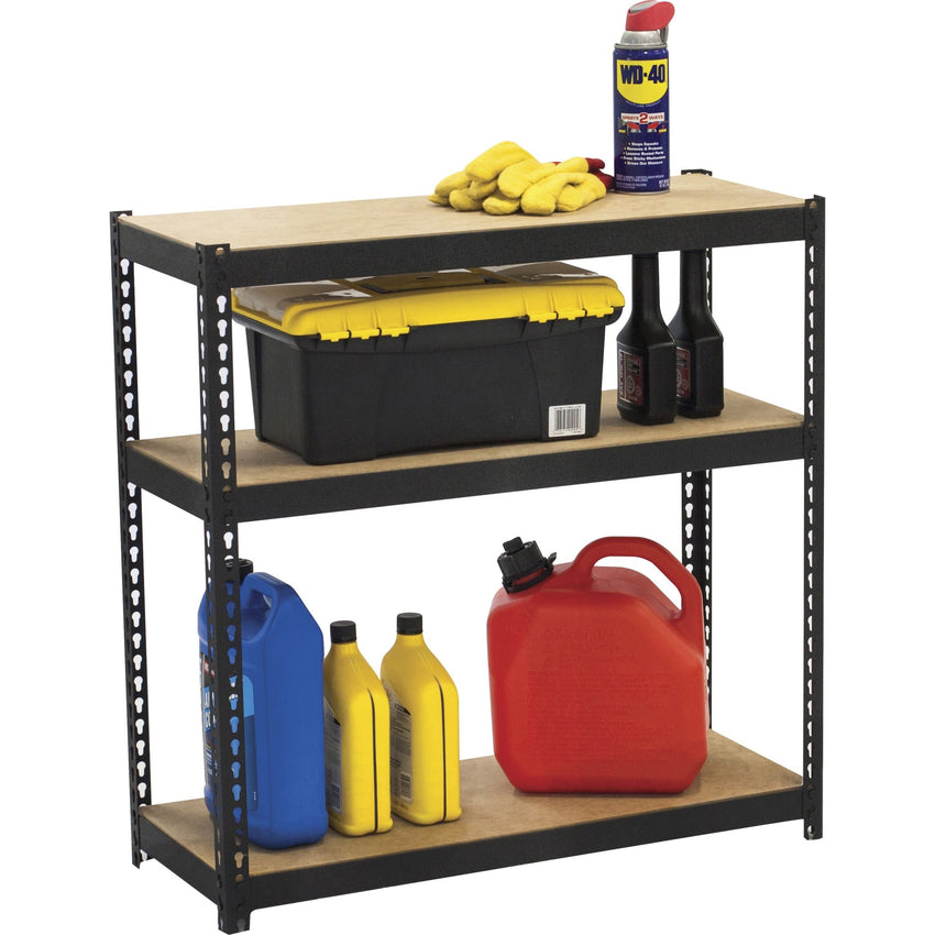 Lorell Narrow Riveted Shelving 3 Shelves 200 lb Capacity Per Shelf Steel Frame Compact Design (LLR - LLR66962) - SchoolOutlet