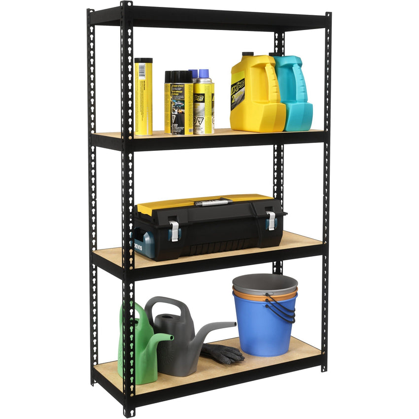 Lorell Narrow Riveted Shelving 4 Shelves 200 lb Capacity Per Shelf Steel Frame Compact Design (LLR - LLR66963) - SchoolOutlet