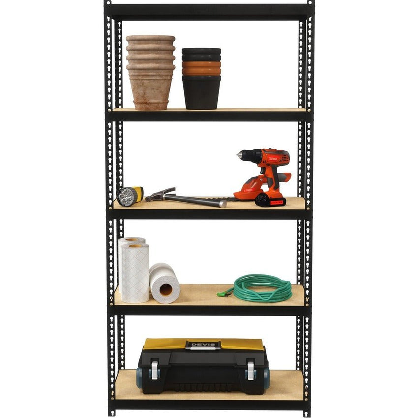 Lorell Narrow Riveted Shelving 5 Shelves 200 lb Capacity Per Shelf Steel Frame Compact Design (LLR - LLR66964) - SchoolOutlet