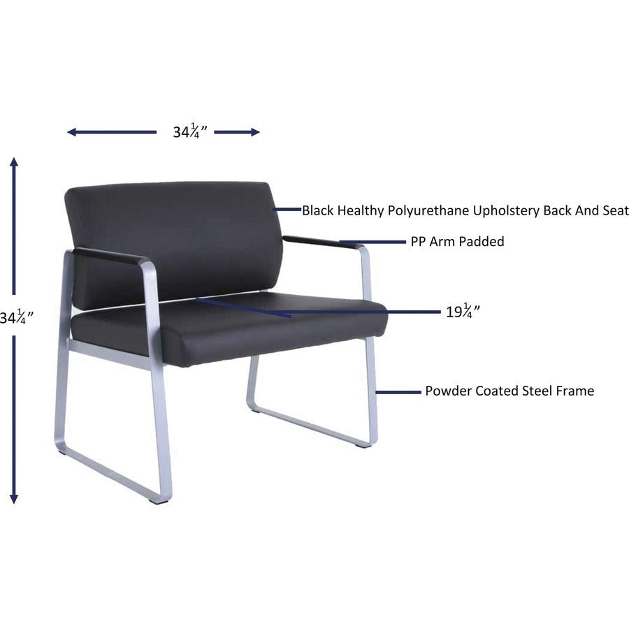 Lorell Healthcare Reception Big & Tall Sled Base Guest Chair Antimicrobial Vinyl 500 lb Capacity (LLR - LLR66997) - SchoolOutlet