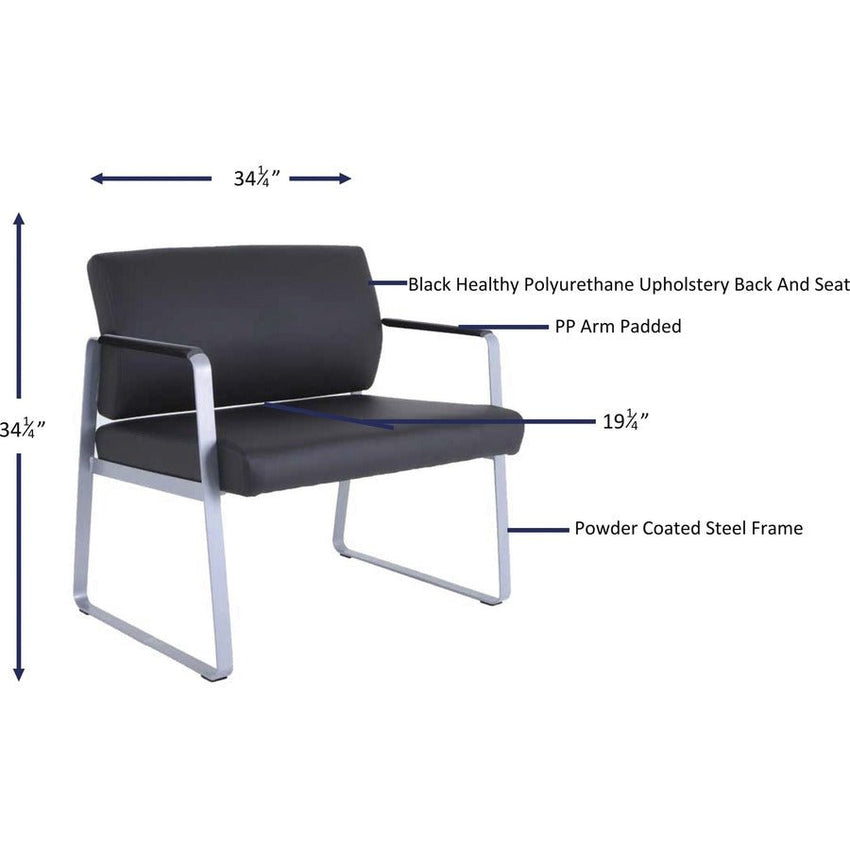 Lorell Healthcare Reception Big & Tall Sled Base Guest Chair Antimicrobial Vinyl 500 lb Capacity (LLR - LLR66997) - SchoolOutlet