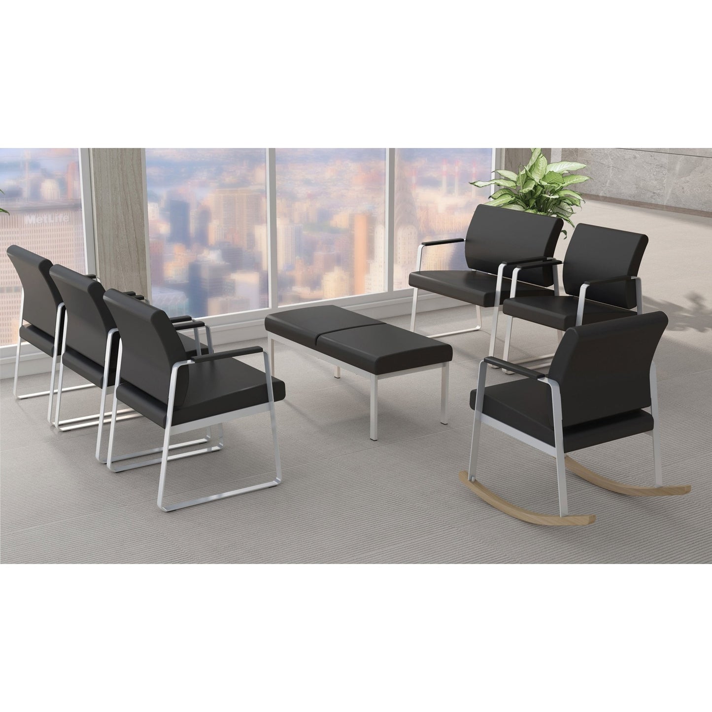 Lorell Healthcare Reception Big & Tall Sled Base Guest Chair Antimicrobial Vinyl 500 lb Capacity (LLR - LLR66997) - SchoolOutlet