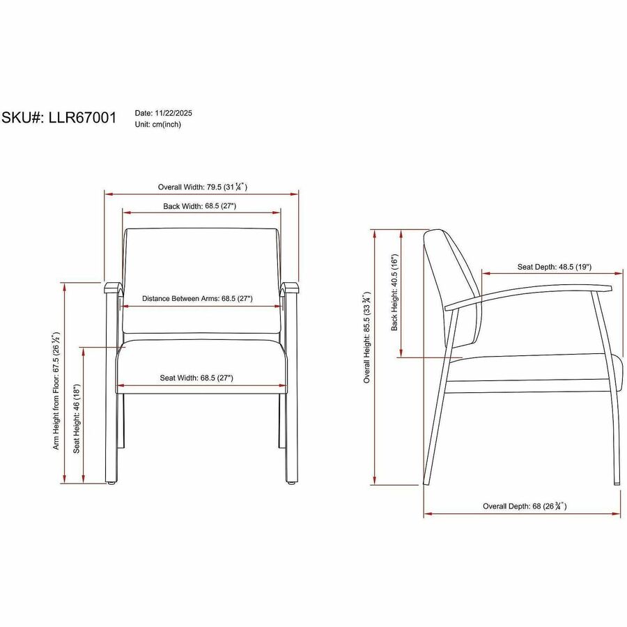 Lorell Healthcare Reception Big & Tall Antimicrobial Guest Chair Black Silver Frame (LLR - LLR67001) - SchoolOutlet