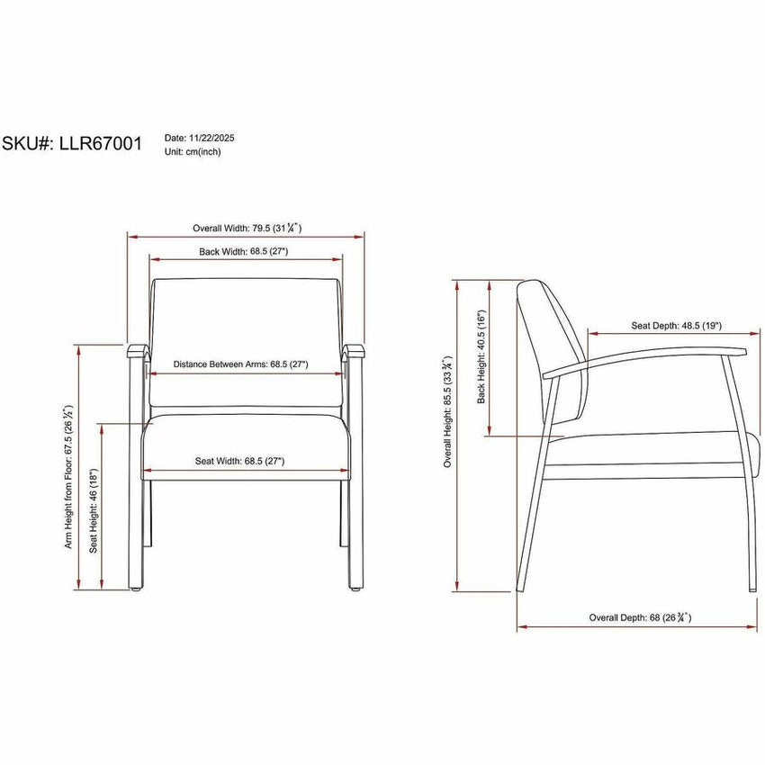 Lorell Healthcare Reception Big & Tall Antimicrobial Guest Chair Black Silver Frame (LLR - LLR67001) - SchoolOutlet