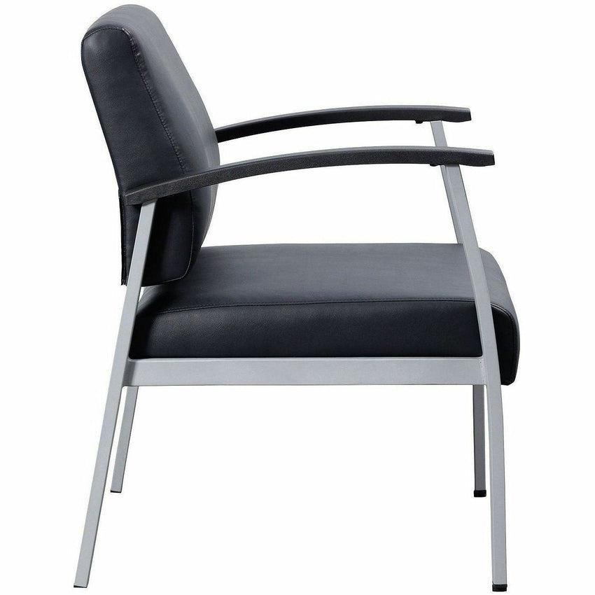 Lorell Healthcare Reception Big & Tall Antimicrobial Guest Chair Black Silver Frame (LLR - LLR67001) - SchoolOutlet