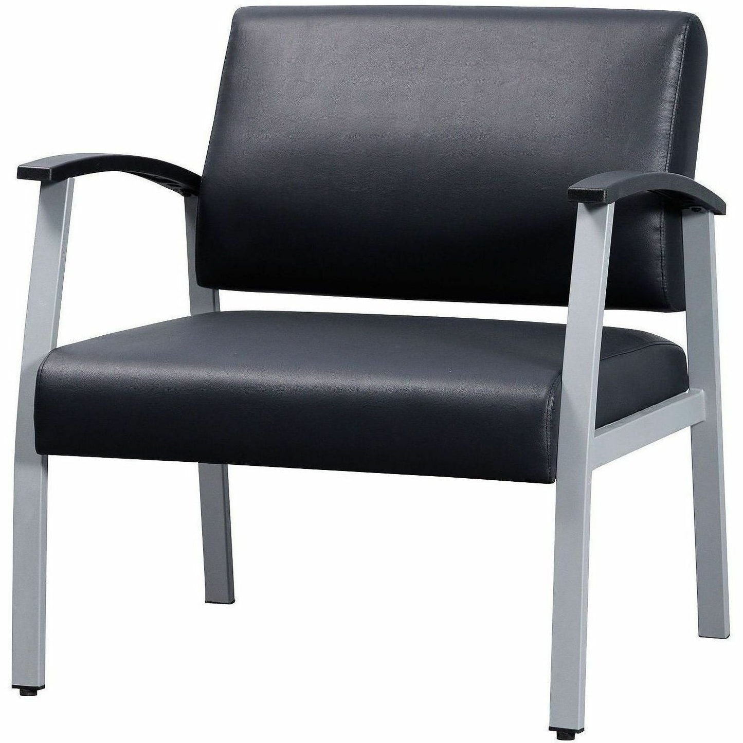Lorell Healthcare Reception Big & Tall Antimicrobial Guest Chair Black Silver Frame (LLR - LLR67001) - SchoolOutlet