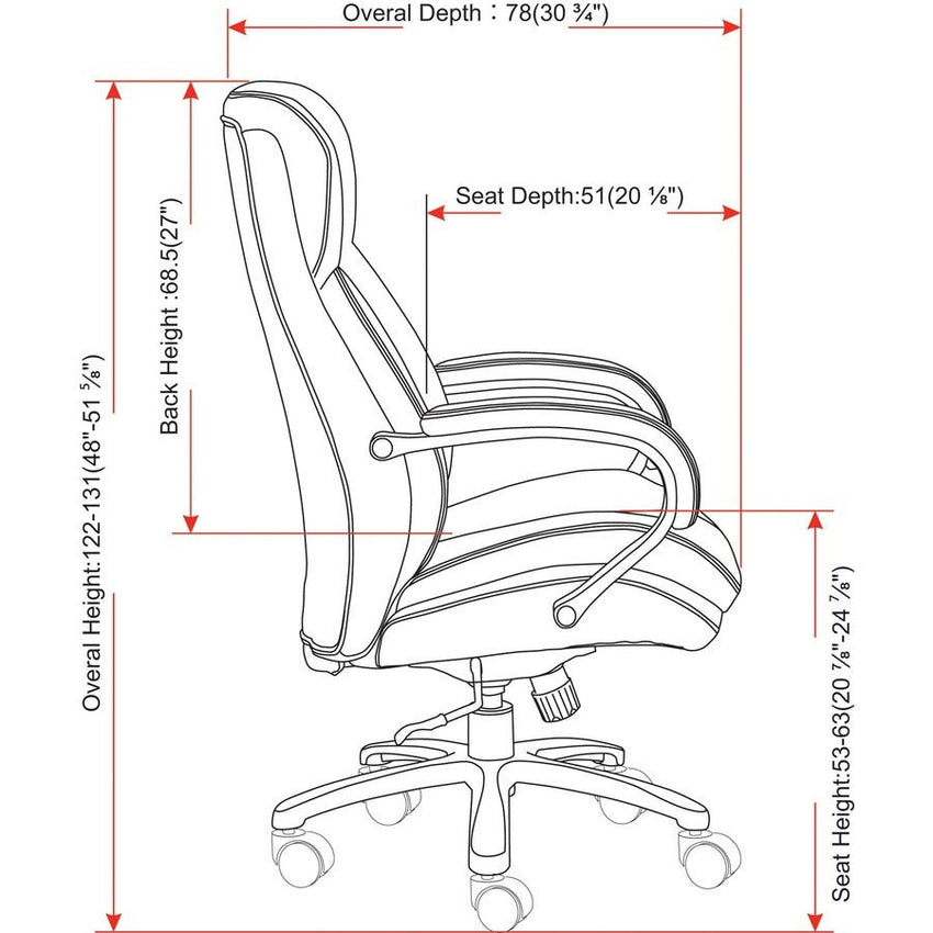 Lorell Big & Tall High - Back Executive Chair Black Bonded Leather 400 lb Capacity 18 "H (LLR - LLR67004) - SchoolOutlet