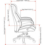 Lorell Big & Tall High - Back Executive Chair Black Bonded Leather 400 lb Capacity 18 