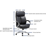 Lorell Big & Tall High - Back Executive Chair Black Bonded Leather 400 lb Capacity 18 