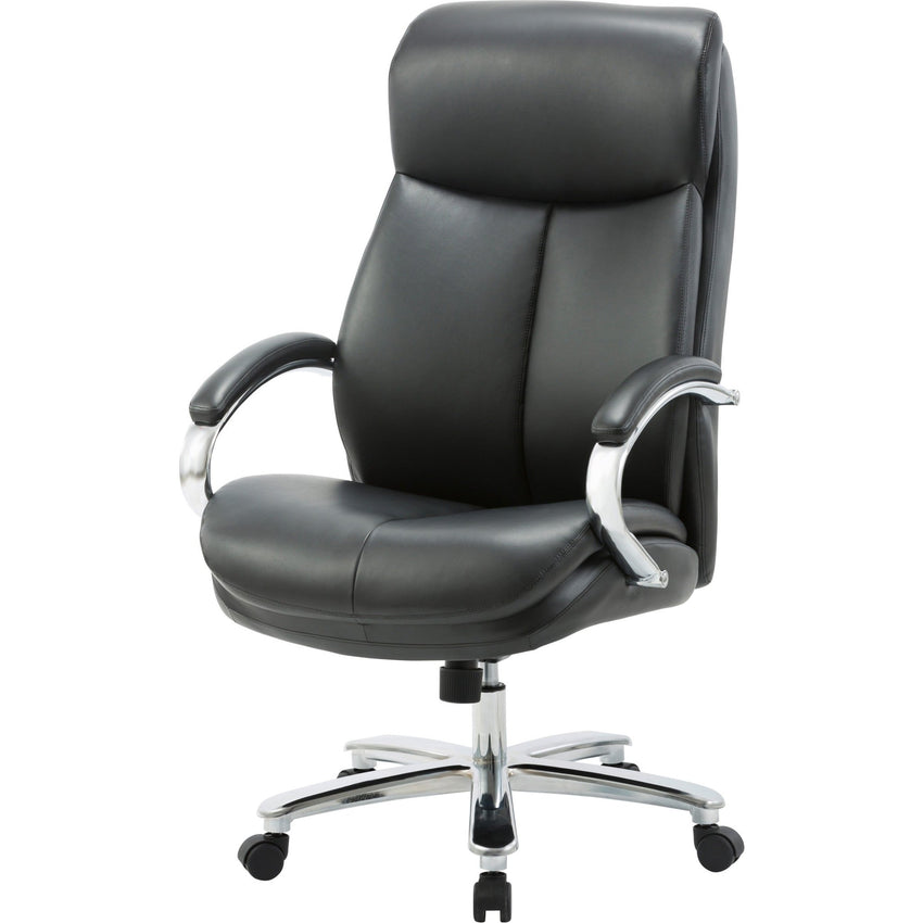 Lorell Big & Tall High - Back Executive Chair Black Bonded Leather 400 lb Capacity 18 "H (LLR - LLR67004) - SchoolOutlet