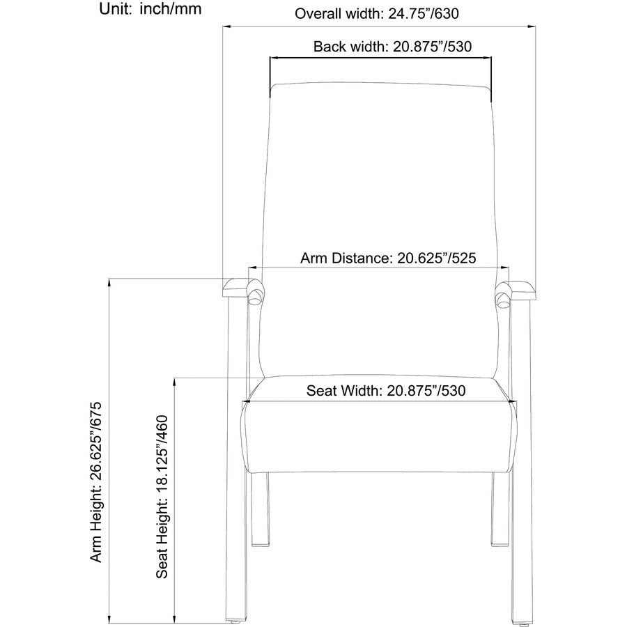 Lorell High - Back Healthcare Guest Chair with Antimicrobial Vinyl and Silver Steel Frame (LLR - LLR67011) - SchoolOutlet