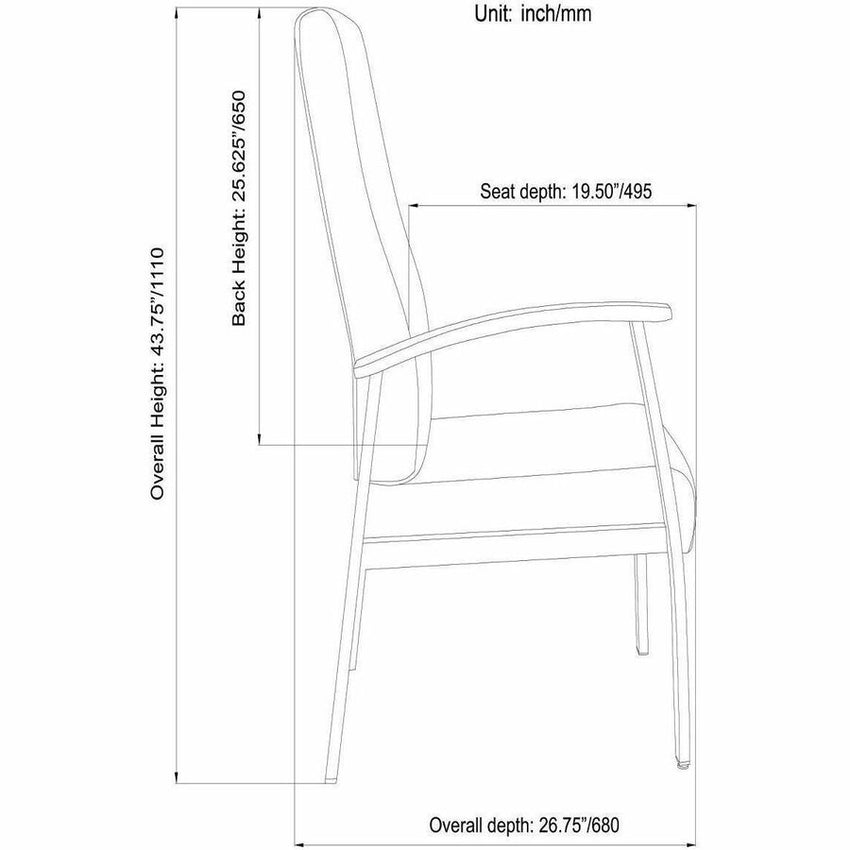 Lorell High - Back Healthcare Guest Chair with Antimicrobial Vinyl and Silver Steel Frame (LLR - LLR67011) - SchoolOutlet