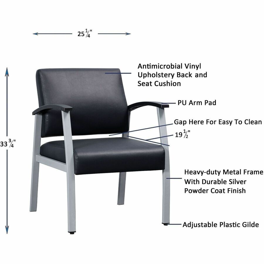 Lorell Mid - Back Healthcare Guest Chair with Antimicrobial Vinyl and Silver Steel Frame (LLR - LLR67012) - SchoolOutlet