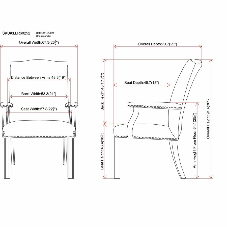 Lorell Deluxe Guest Chair with Bonded Leather Upholstery 18.25 "H (LLR - LLR68252) - SchoolOutlet
