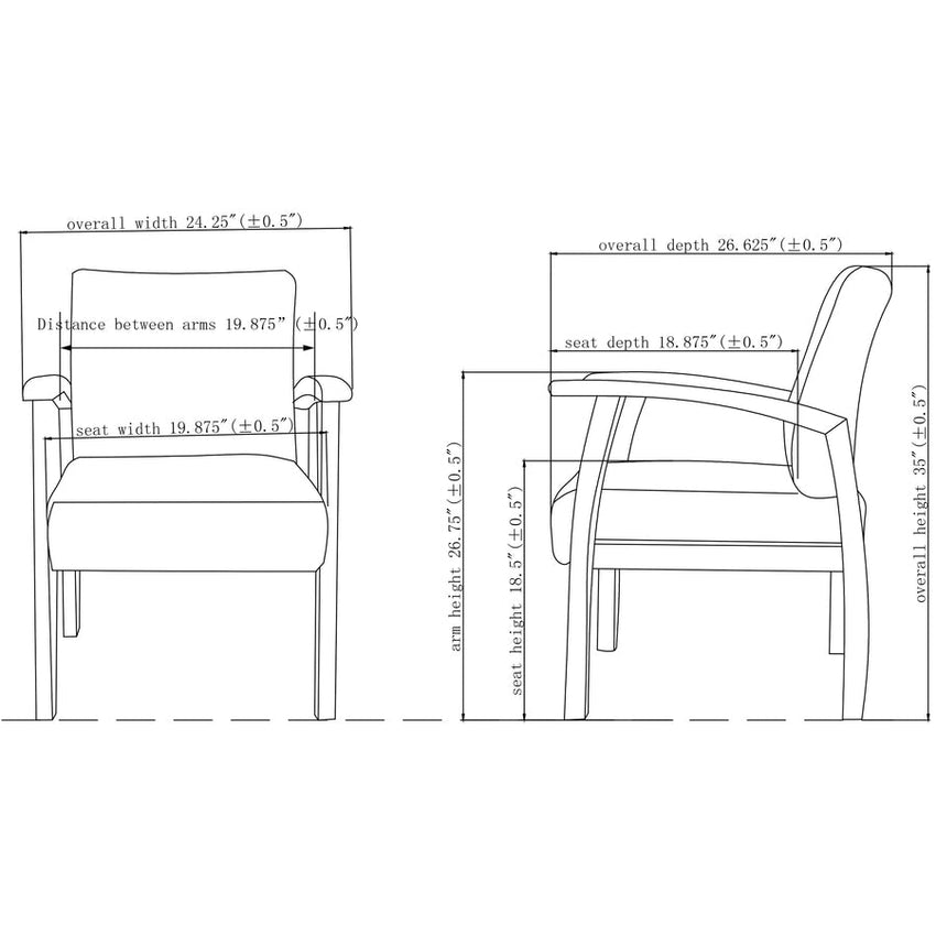 Lorell Thickly Padded Guest Chair with Wood Frame and Lumbar Support 18.50"H (LLR - LLR6855X) - SchoolOutlet