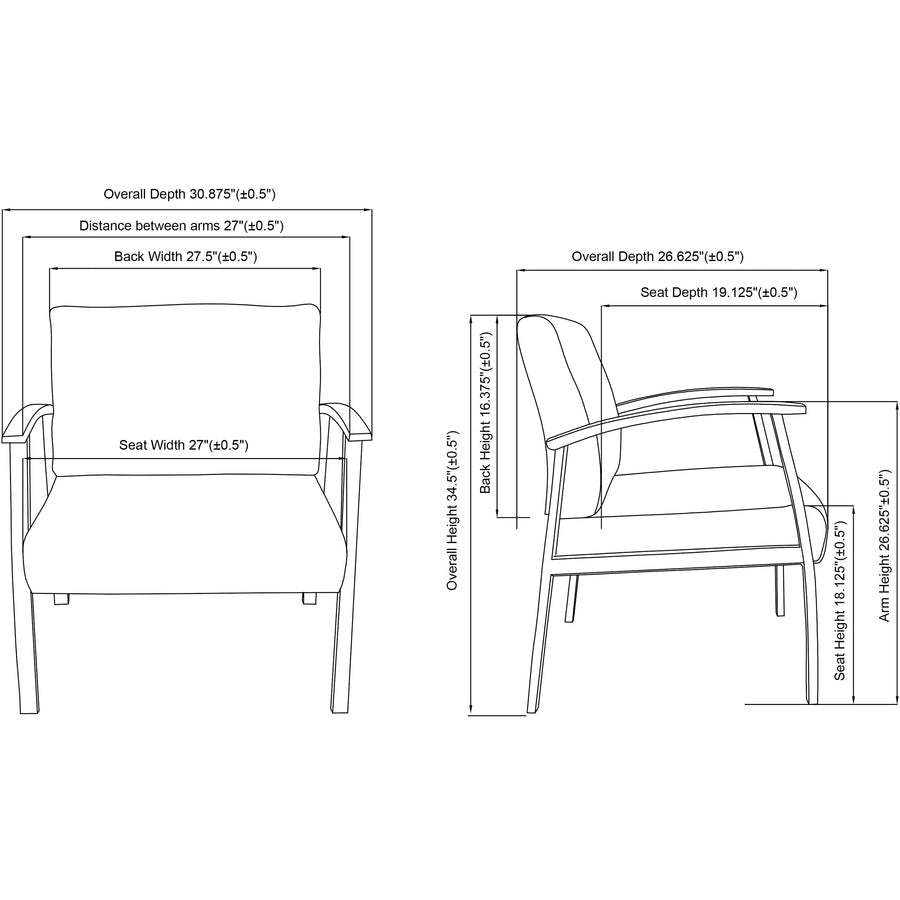 Lorell Big & Tall Guest Chair with 450 lb Capacity 18.13"H (LLR - LLR68557) - SchoolOutlet