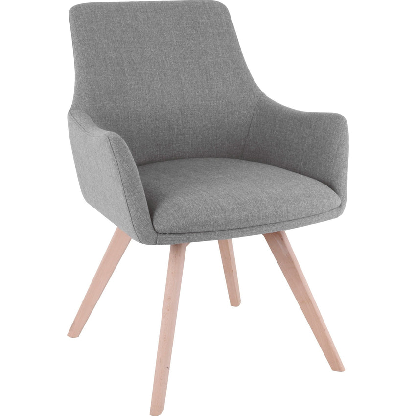 Lorell Mid - century Modern Flannel Guest Chair Four - Legged Base with Arms 19.125"H (LLR - LLR68560) - SchoolOutlet