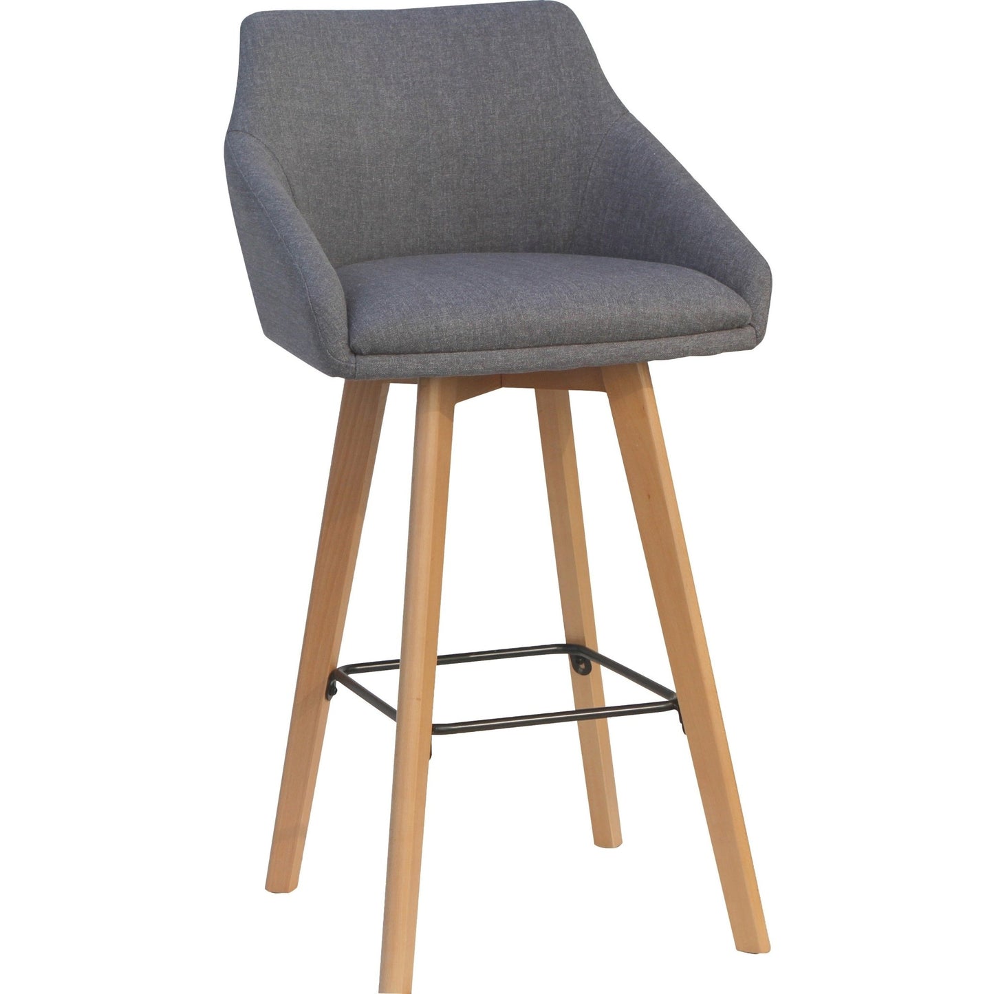 Lorell Gray Flannel Mid - Century Modern Guest Stools with Cushioned Seat and Arms Set of 2 31.125 H (LLR - LLR68561) - SchoolOutlet