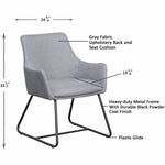 Lorell Mid - century Modern Flannel Guest Chair Sled Base with Arms 19.125