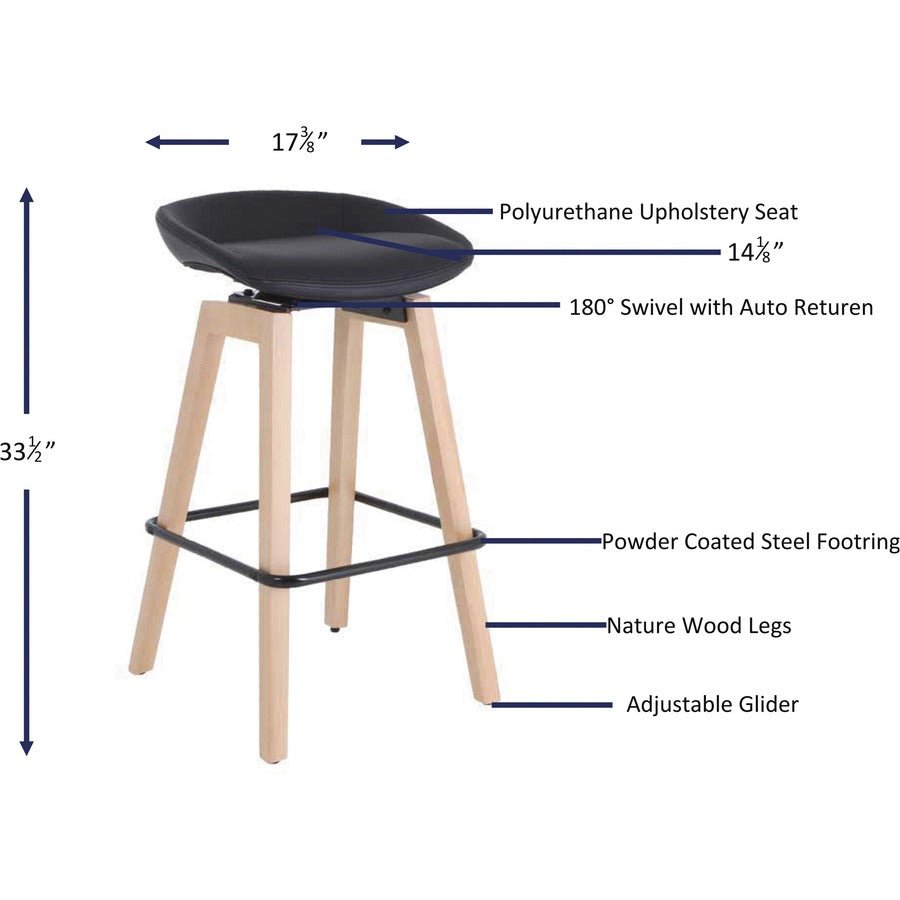 Lorell Modern Low - Back Stool with Swivel Seat and Auto Return (LLR - LLR68563) - SchoolOutlet
