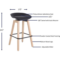 Lorell Modern Low-Back Stool with Swivel Seat and Auto Return (LLR-LLR68563)